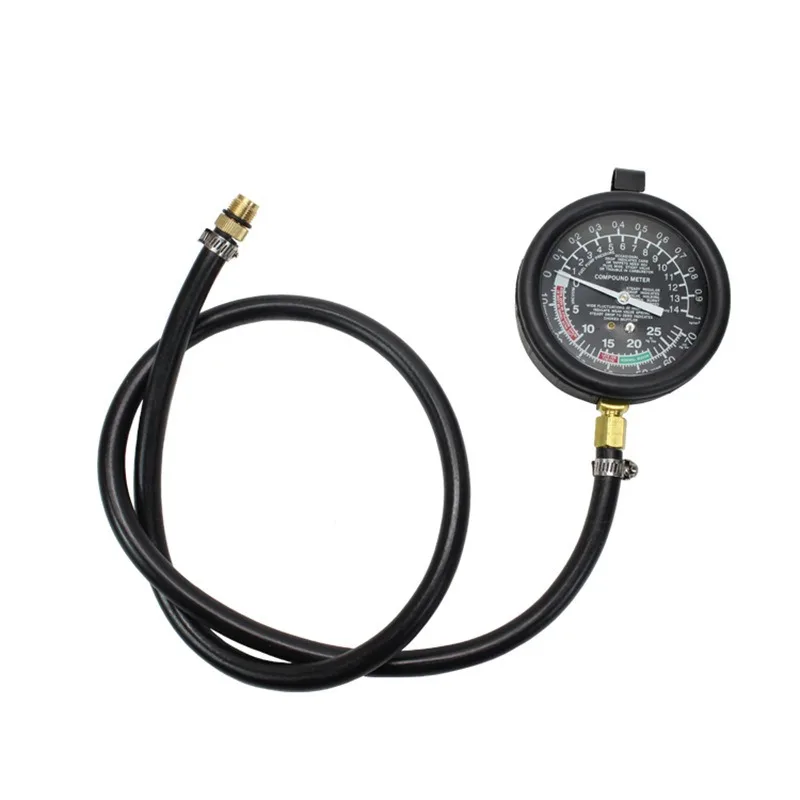 Universal Catalytic Converter Backpressure Test Gauge Exhaust Pipe Blockage Detector Dual Scale PSI and Vacuum Diagnostic Tool