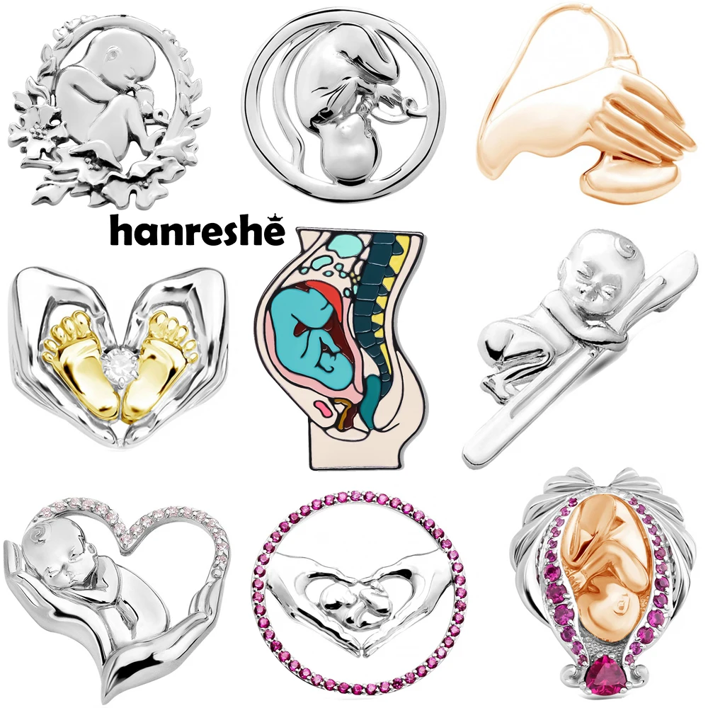 Hanreshe Medical Obstetrics Brooch Pin Baby Newborn Image Badge Jewelry for Obstetrician Doctor Nurse Collection Gifts