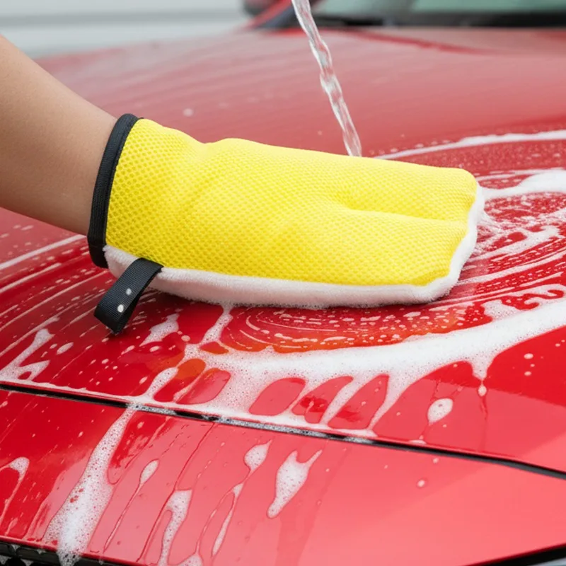 5~1Pcs Car Washing Gloves Waterproof Microfiber Chenille Gloves Car Cleaning Mitt Detailing Brush Auto Care Double-faced Glove view 3