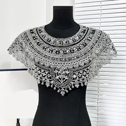 Flower Neck Collar Hollow Carved Sew On Patch Embroidery Applique For Wedding Bridal Dress Clothes DIY Decor Crafts