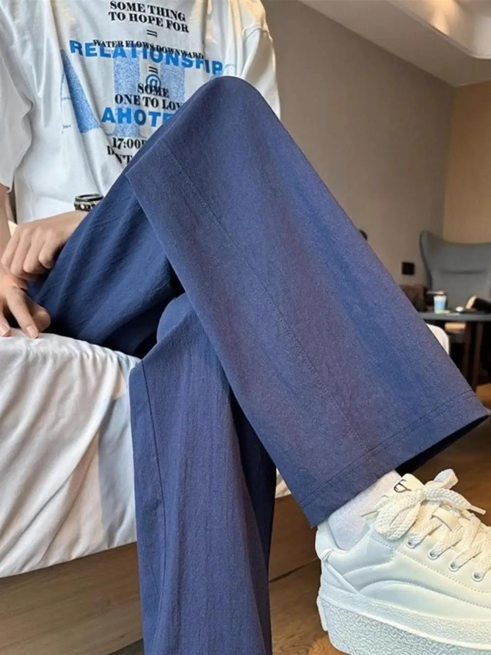 Plones deportivos versátiles de lino y aodón para hombre, plones informs hoados de pierna recta, plones in...