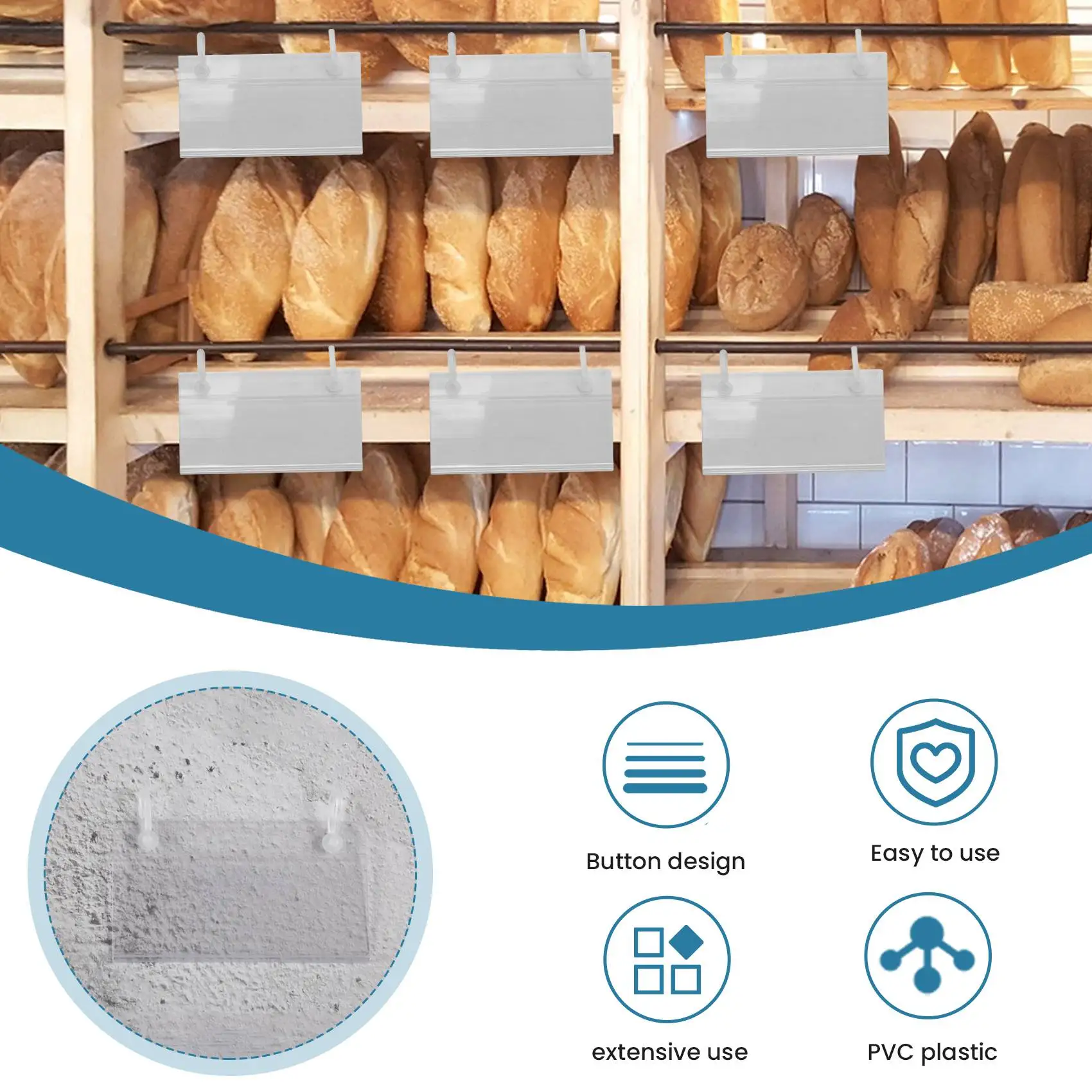 80Pcs Plastic Basket Label Holders Price Tag Ticket Hanger Clips with Button Design Lock Closure for Market Grocery