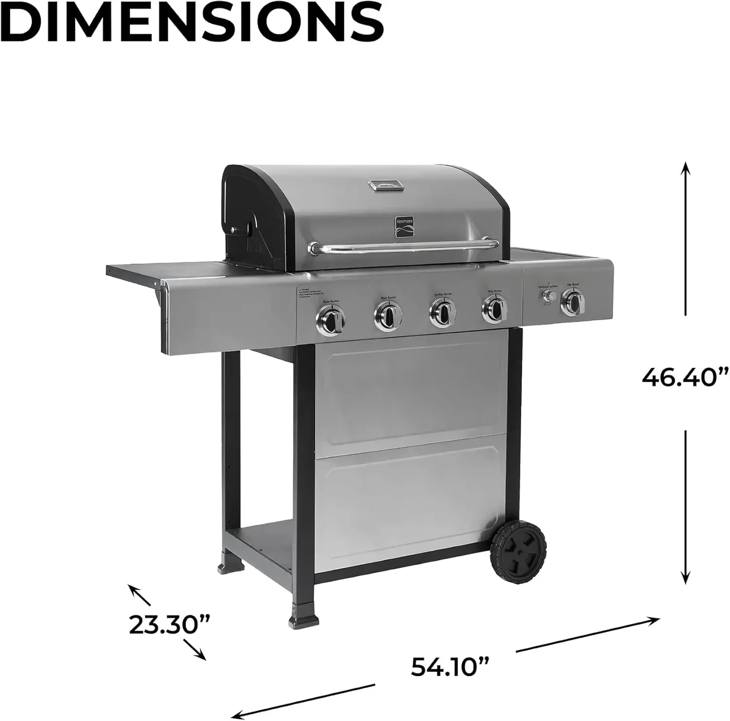 4-Burner Gas Grill with Side Burner, Outdoor BBQ Grill, Propane Gas Grill, Cast Iron Cooking Grates, Electronic Ignition