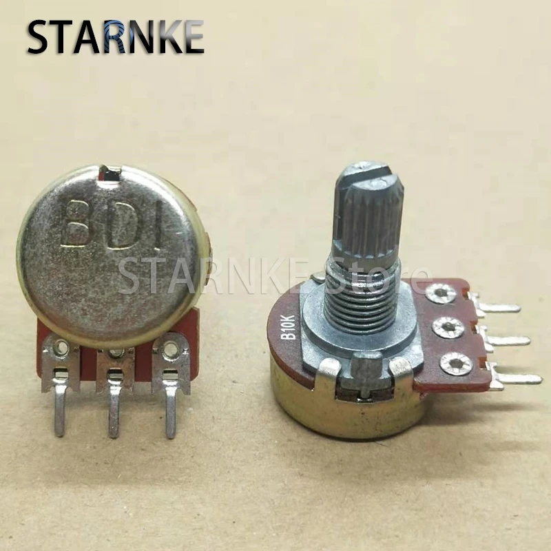 5PCS WH148 Type Single 3Pins Potentiometer B10K Amplifier Speaker Volume Adjustment Potentiometer Handle Length 15