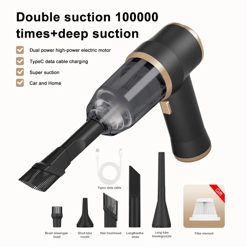 High Power Car Blower Vacuum, 2-in-1 Strong Suction & Blowing, Portable for Auto/Home Cleaning, Dust Removal from Seat/Mat/Trunk