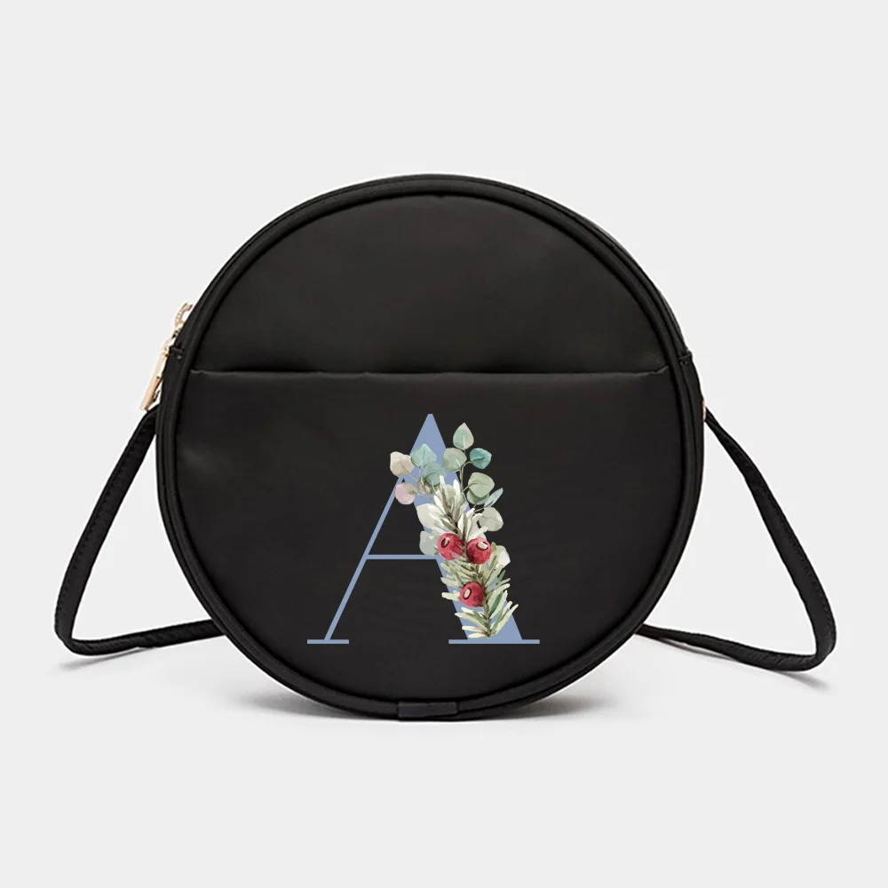 Womens' Round Messenger Casual Crossbody Shoulder Bag Blue Pattern Mini Phone Purse Bags Shopping Handbag Female Messenger Bag