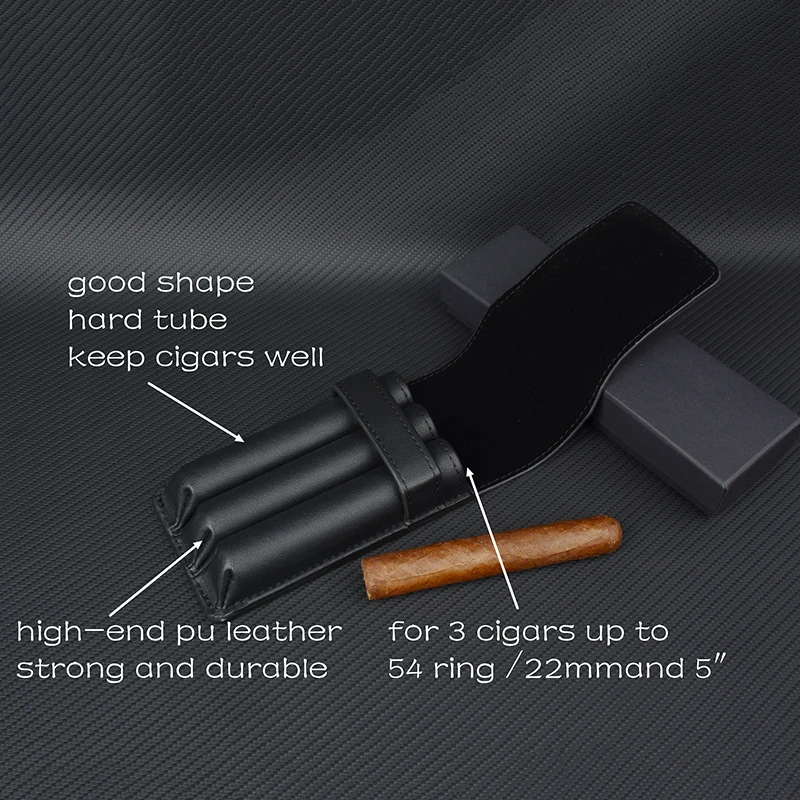 PU Leather Cigar Case New Style Travel Case 3 Tubes Mini Humidor Smoking Accessories for Cuban 5