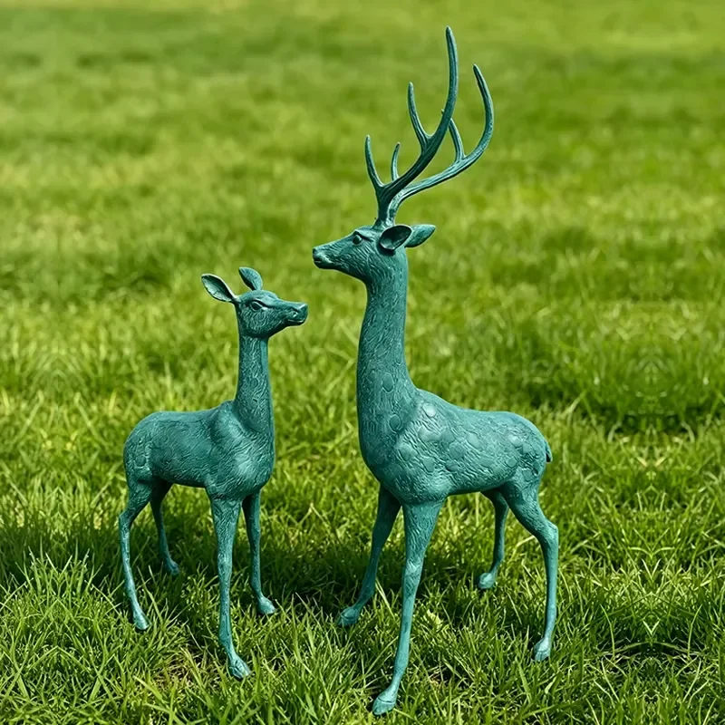 Wholesale Metal Art Vintage Cast Aluminum Deer Statue Garden Sculpture Room Decoration Home Decoration Landscape Decoration