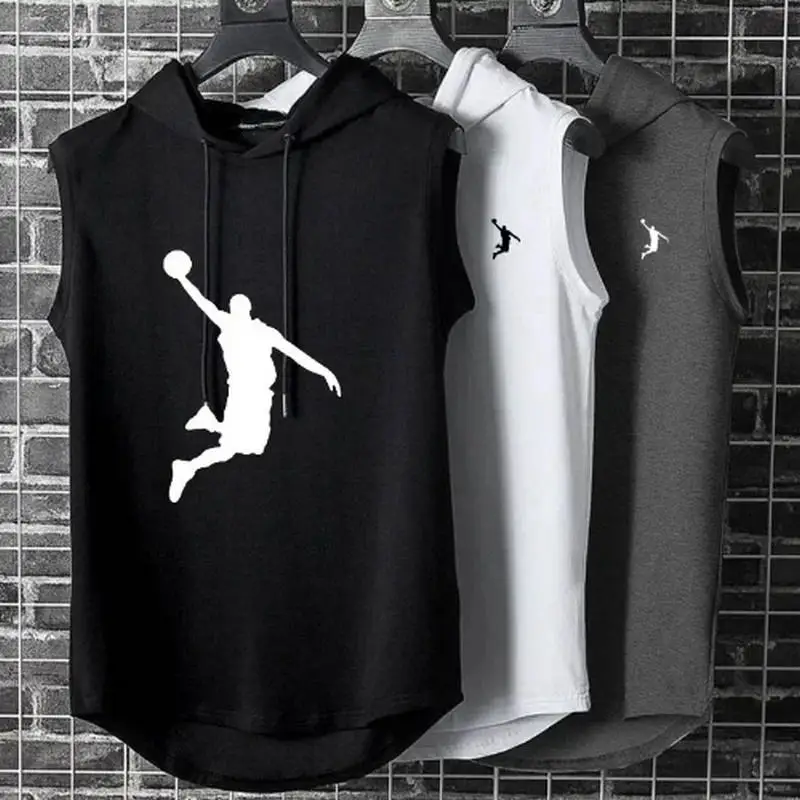 

Men's Sleeveless Fashion Casual Hooded T-shirt High Quality Women Unisex bodybuilding tank top sporting Shirt waistcoat vest gym