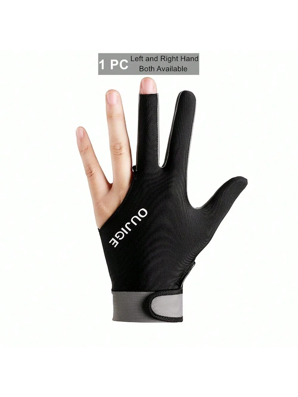 1 Pc Free Size Available For Both Left And Right Hand Men Women Billiard Glove, High Elastic Breathable Anti-Slip Three Fingers 