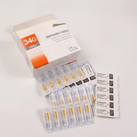 100 unids/caja tatuaje pequeña aguja de belleza indolora 34G4MM 34G6MM 34G8MM 34G13MM inyector estéril superfino herramientas para párpados