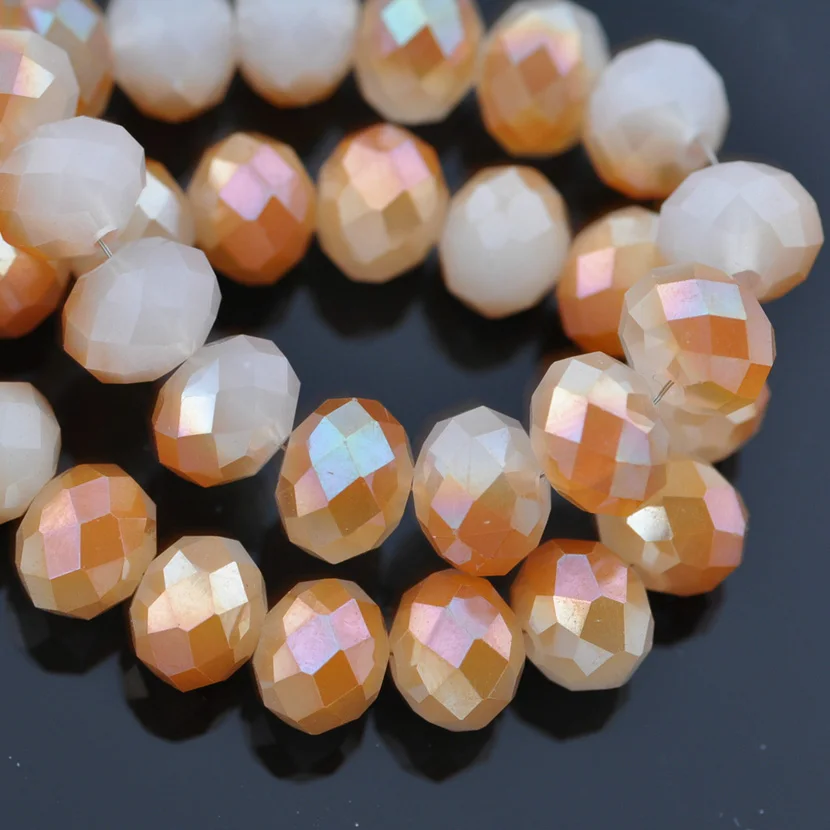 Opaque Half Coated Color 4x3mm 6x4mm 8x6mm Rondelle Faceted Czech Crystal Glass Loose Spacer Beads for Jewelry Making DIY
