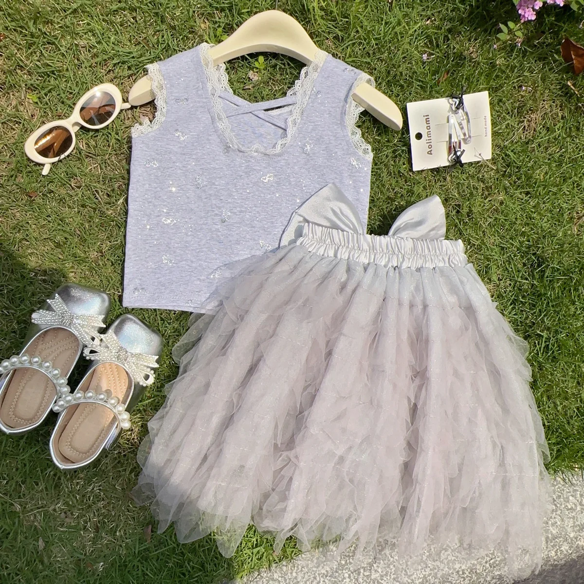 

Girls' Clothing Set Summer New Style Baby Girl Vest Top and Cute Fluffy Cake Skirt Two-piece Set
