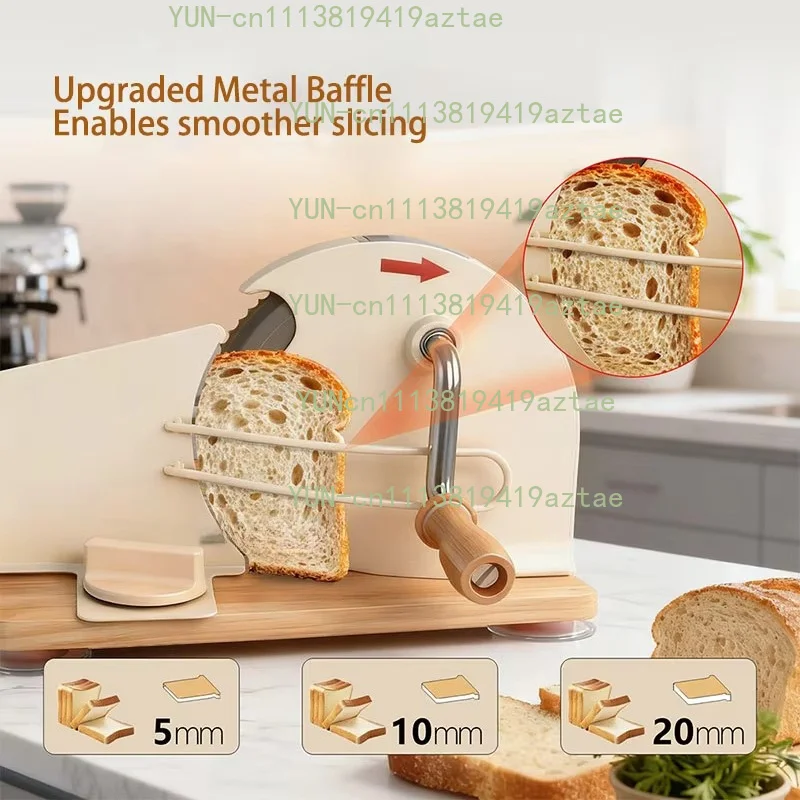 Manual Bread Slicer Hand Crank Toast Slicer Adjustable Thickness 1-20mm Food Cutter for Bread Toast Sausage