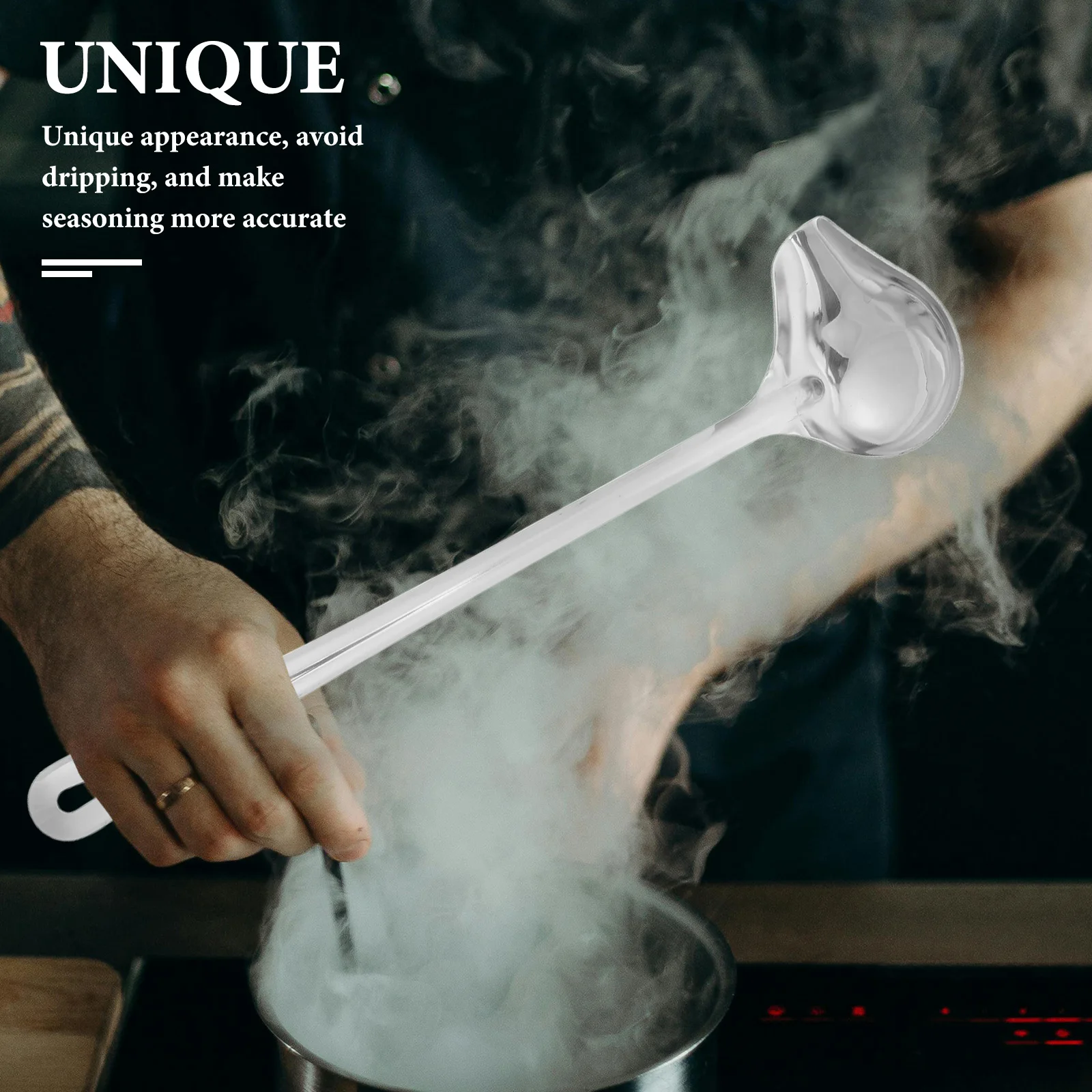 

Stainless Steel Ladle Sauce Spoon Kitchen Hot Pot Spoon Gadget Slotted Metal Tool Cooking Utensil Hot Pot Skimmer