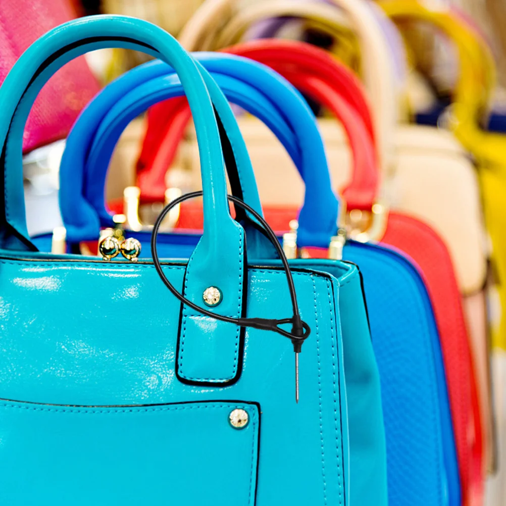 50 قطعة حلقة حبل أمان شديدة التحمل مع طلاء بلاستيكي مرن من الفولاذ لنظام تثبيت علامات ملصقات الحقيبة