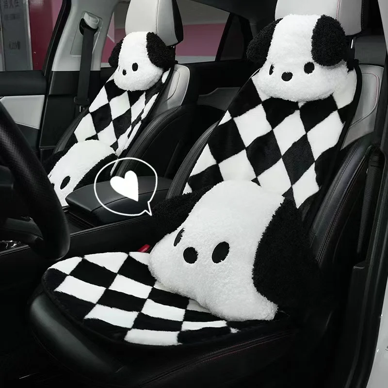 Car Seat Cushions Full Set Rear Seat Protection Covers Cute Dog Doll Seat Protector Pad Warm for Winter Auto Accessories Comfort