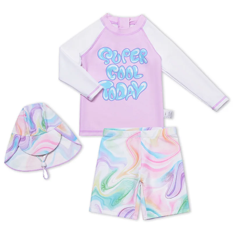 2026 Girl Summer Swimwear Breathable Quick Dry Children Outdoor Baby Clothing Swimwear Suits Print Kids Sunny Loose Swimming Set