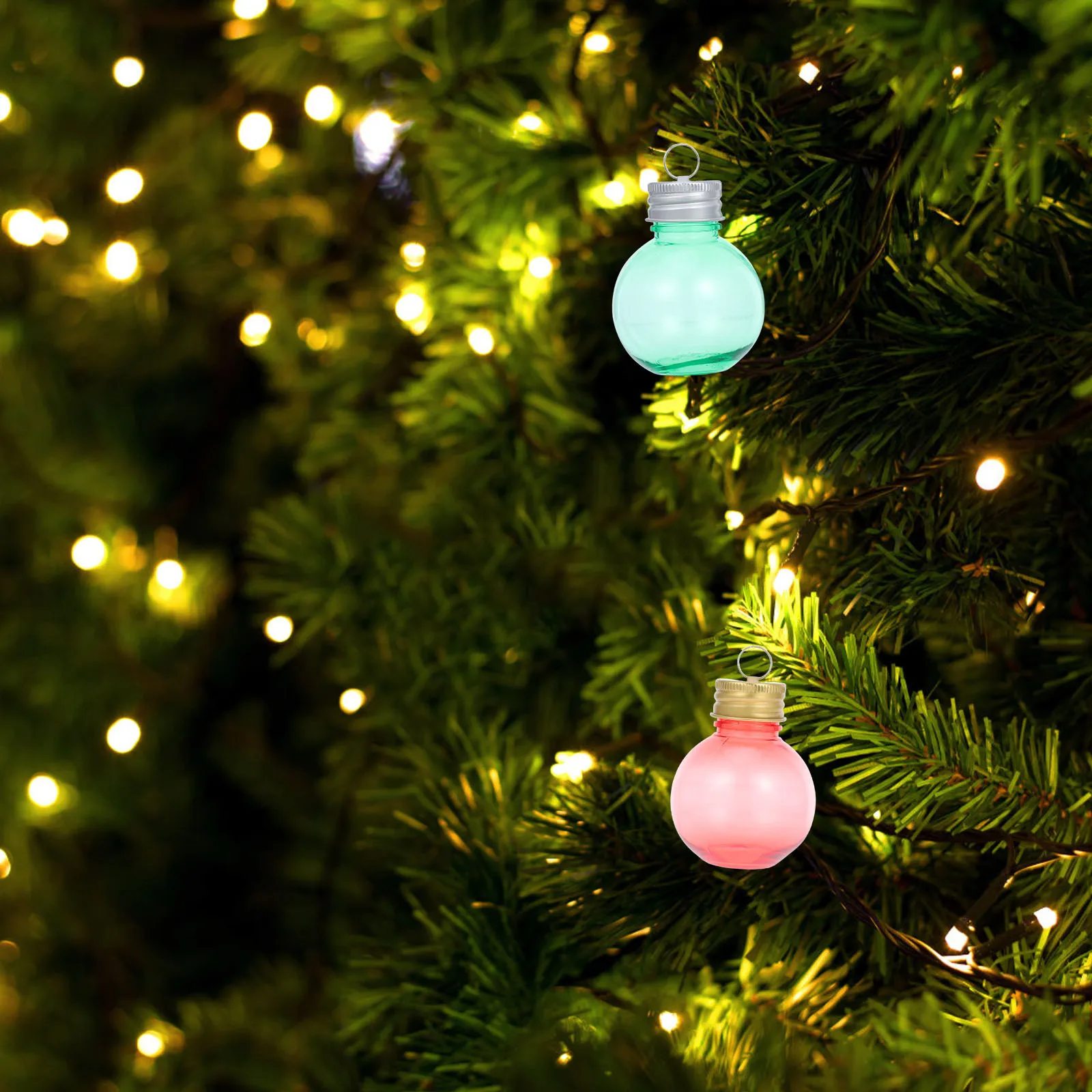 

24Pcs Hanging Clear Plastic Ornament Balls Fillable for Christmas Tree Decorations Candy Drink Containers DIY Crafts 50Ml