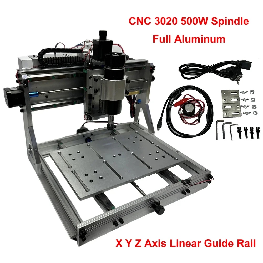 USB CNC Router Linear Guide Rail 500W Full Aluminum CNC Engraving Machine 3020 Limit Switch PCB Milling Machine GRBL Control