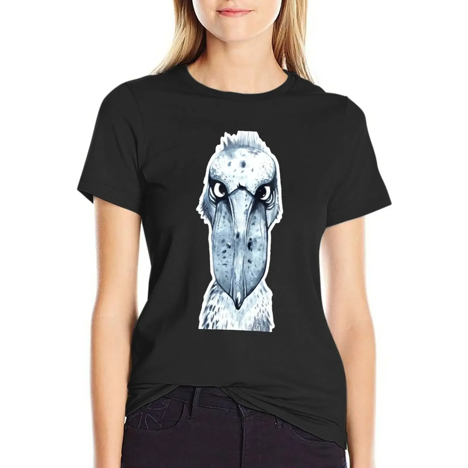 

Serious Shoebill T-Shirt plain animal print Female clothing Women's t-shirt