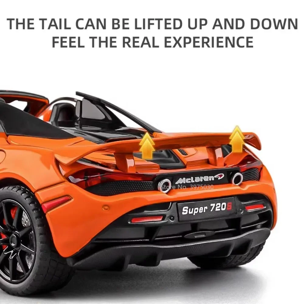 1/24 Scale McLaren 720s Super Sportcar Alloy Diecast Simulation Model Car With Sound And Light Pull Back Toys For Children Gifts