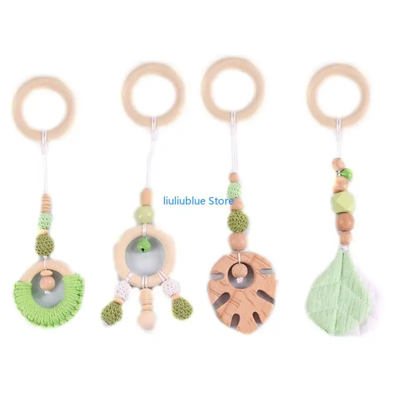 4x cuentas madera para bebés, juguetes hojas, juguetes para niños recién nacidos, gimnasio para jugar, estante, adorno