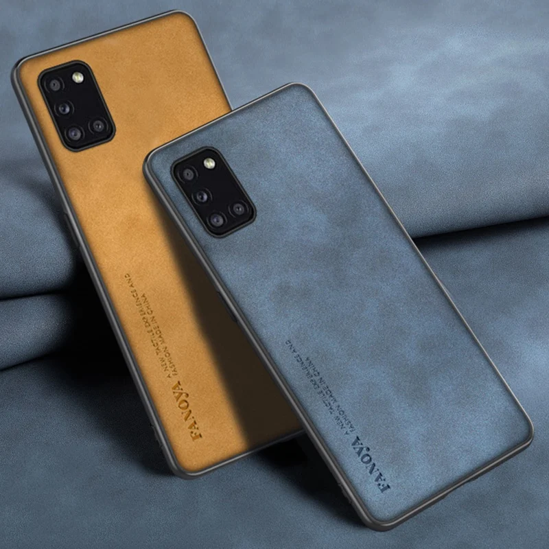 

Чехол для Samsung Galaxy A31, роскошный чехол для телефона из искусственной кожи для Samsung A31, задняя крышка, матовая силиконовая противоударная полная защита