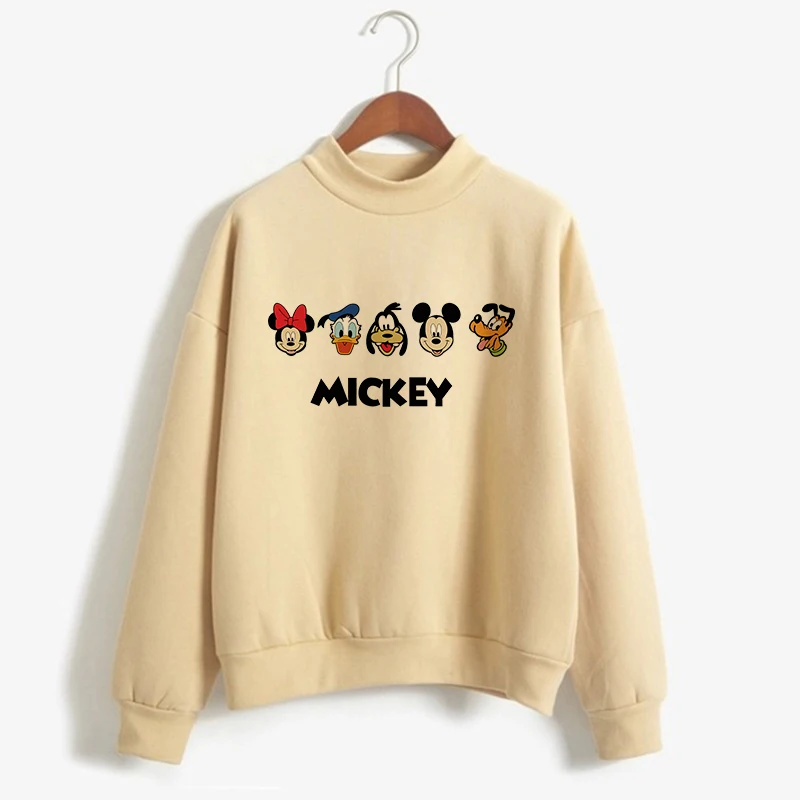 Y2k Cool Sweatshirts Turtleneck Minnie Kawaii Cartoon  Anime Sweatshirt Disney Mickey Mouse Hoodie Clothes Girl Boy Top Hoodies