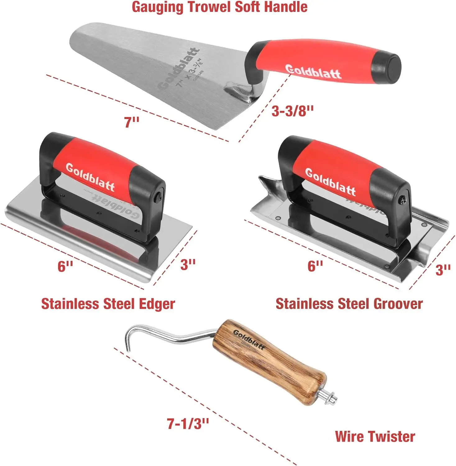 Imagem -03 - Alvenaria Mão Tool Grupo Inclui Acabamento Trowel Gauging Trowel Groover Edger Extrudado Float Liga Madeira Float Pcs