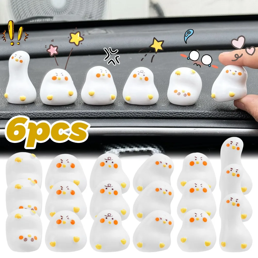 Little White Duck Car Ornaments Funny Cartoon Plump White Duck Resin Ornament Microscopic Automotive Dashboard Home Decoration