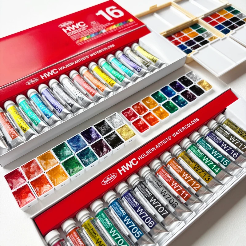 Holbein Pearlescent Transparent Watercolor Paint 1/2ml Pan Original 5ml Watercolor Tube Pigment for Artist Painting Art Supplies