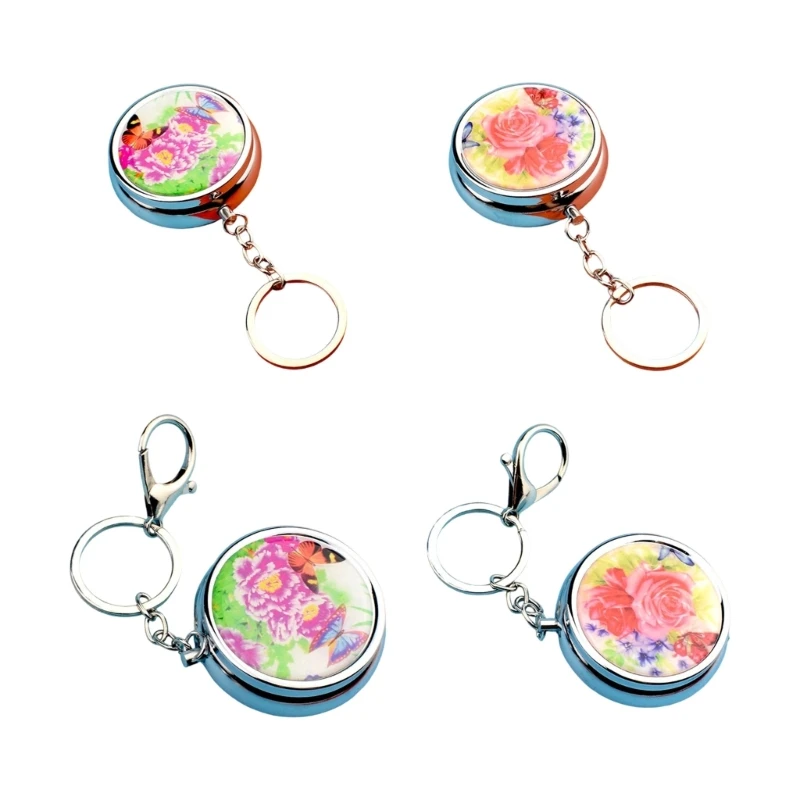 Easy Attachment Keychain Pills Box Portable with Mirror Sealed Compartment Medicines Dispenser For Short Trips
