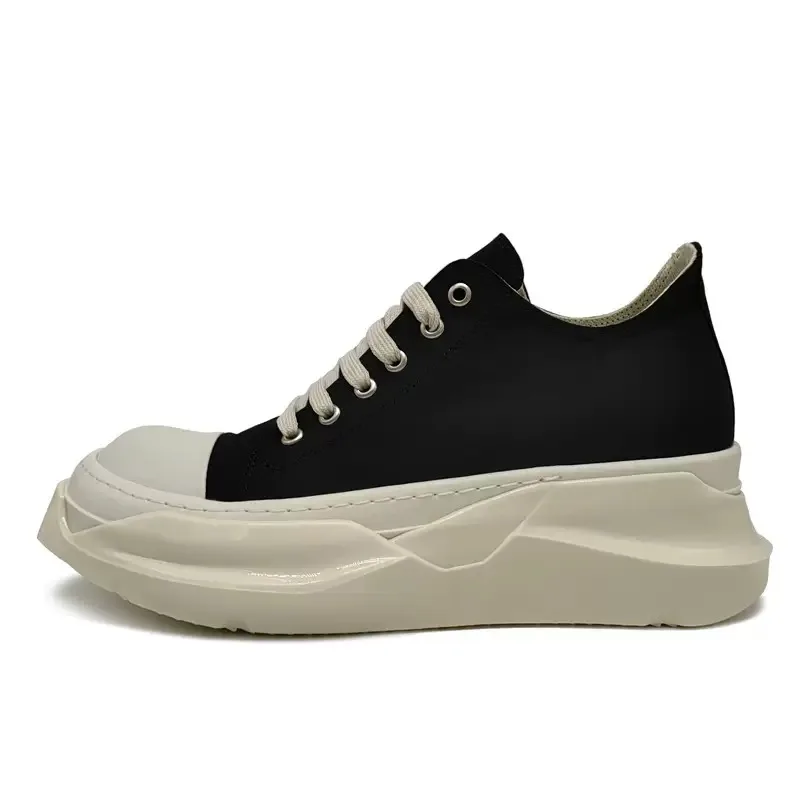 Herenplatformhakken Schoenen Leer Dames Canvas Luxe Jumbo Veterschoenen High Street Herfst Flats Zwarte sneakers