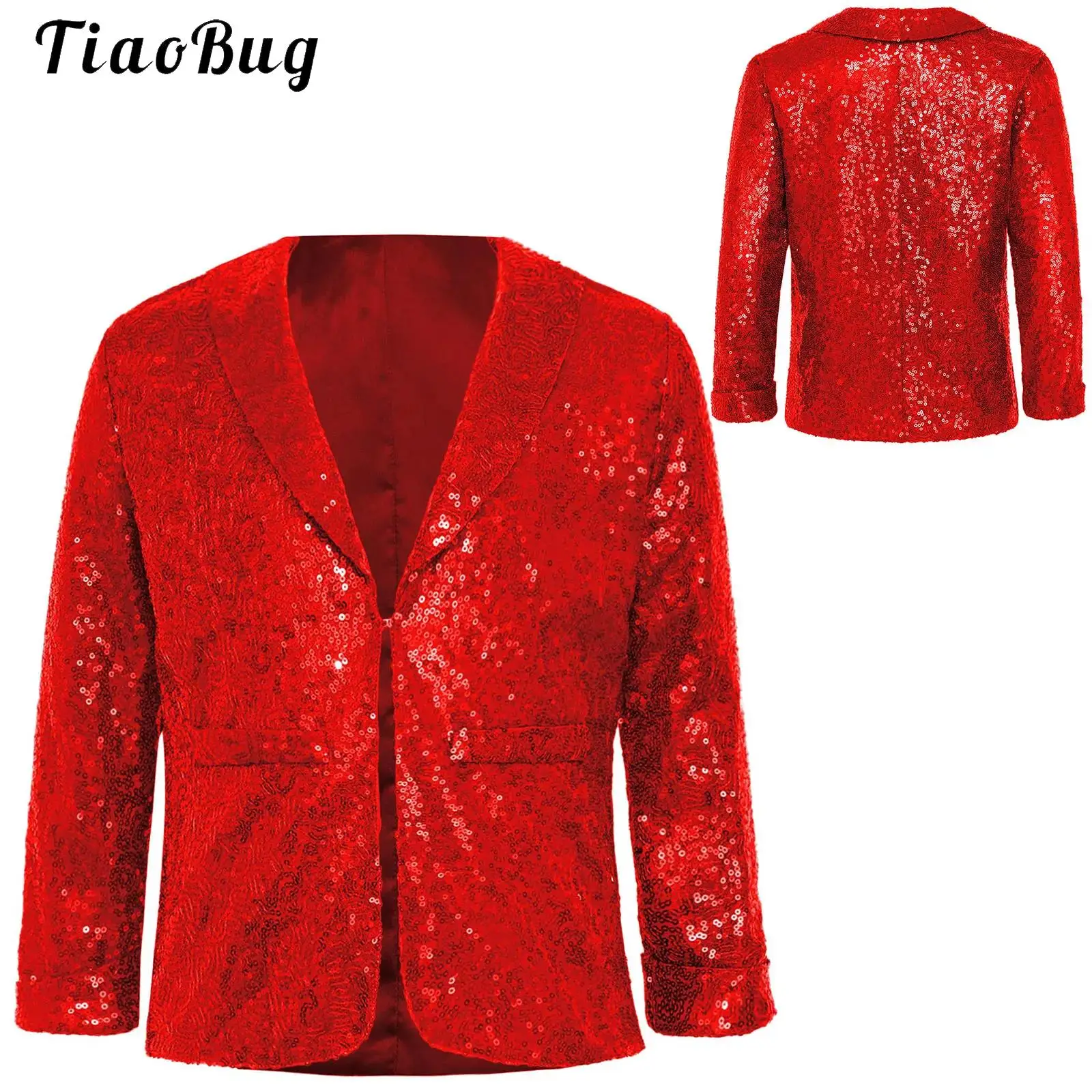 Christmas New Year Party Boys Girl Jazz Dance Costume Blazer Jacket Sequins Coat Modern Street Dancing Performance Party Clothes