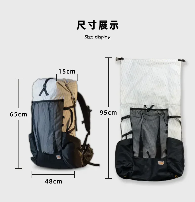 

3F UL GEAR YUE 45+10L Outdoor Ultralight Backpack Women/Men Bag Adjust System X-PAC Breathable Rucksack Camping Sport Bag