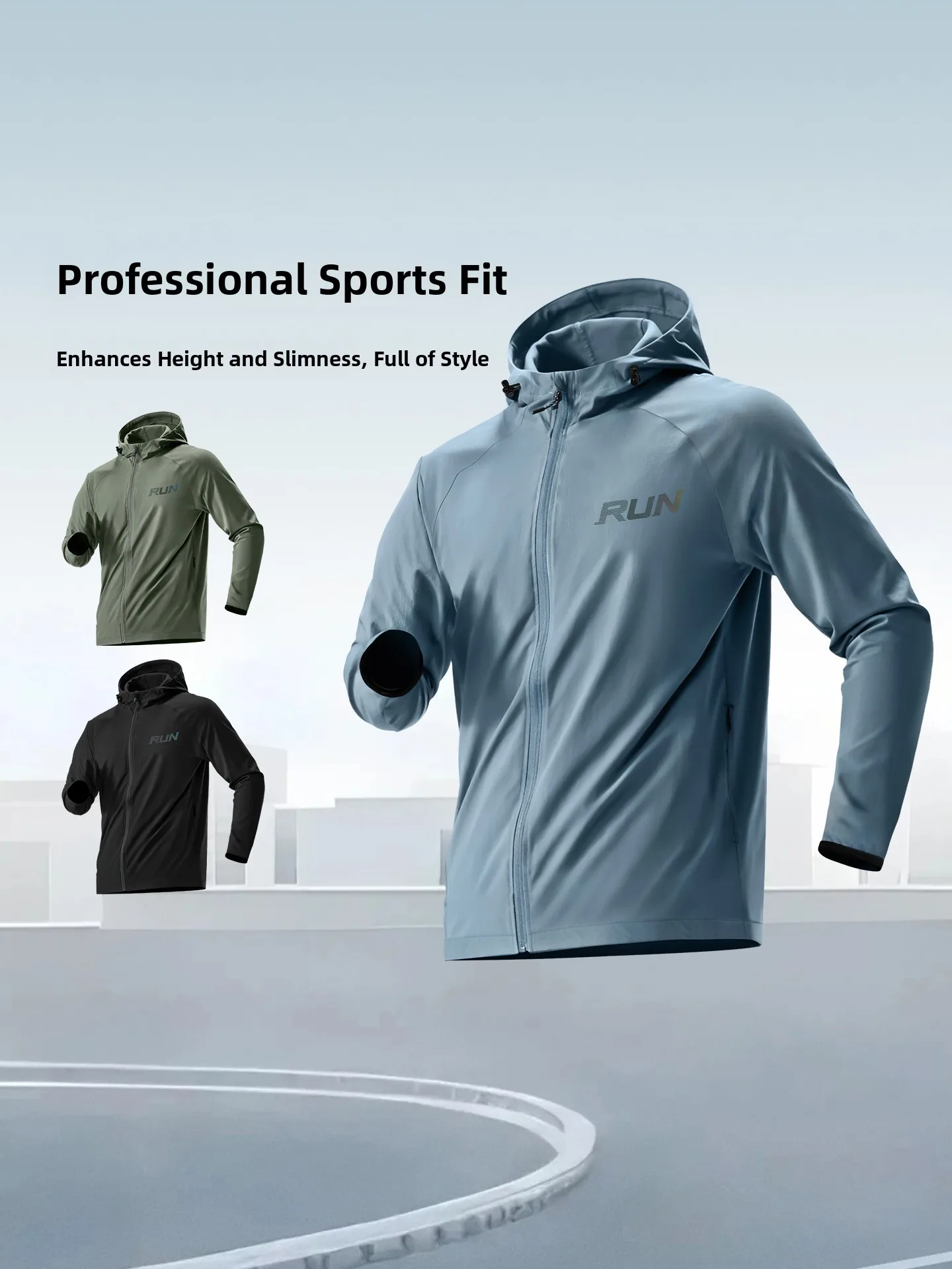 Men's Sporty Windbreaker Running Jacket Lightweight Waterproof Hooded Fitness Casual Top Polyester Fabric Standard Fit Zipper...