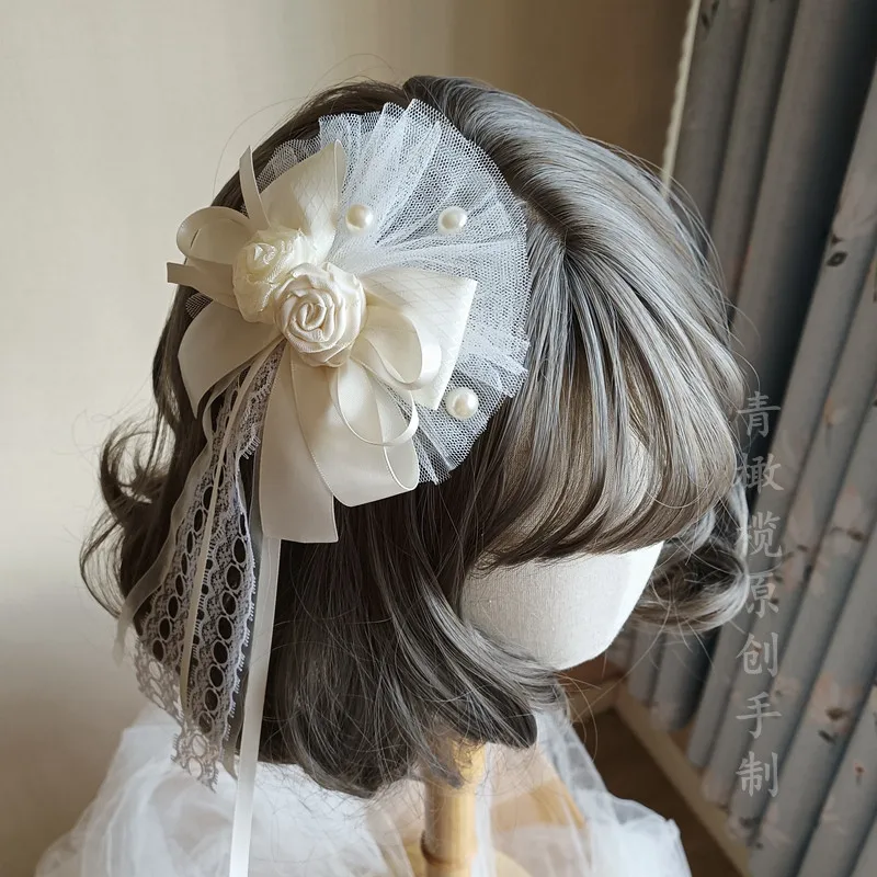 Marriage Lolita Flower Ball Beige with Wedding Dress Hair Accessories Small Sweet Versatile Original Hair Clips