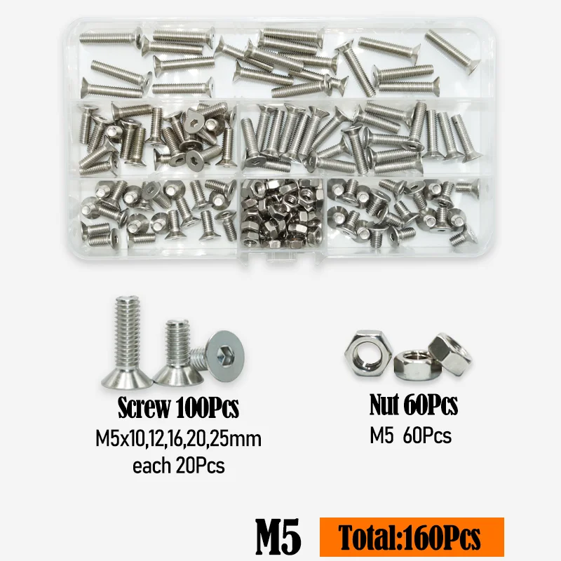 Innen sechs kant versenkte Flach kopfs ch raube Kit m2, 5 m3 m4 m5 m6 Sechs kant Innen sechs kant mutter 2,5 Edelstahl din7991 Maschinen schraube – Detail 7