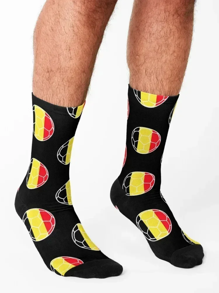 Belgium Football Flag Socks retro moving stockings Non-slip Heating sock Girl'S Socks Men's