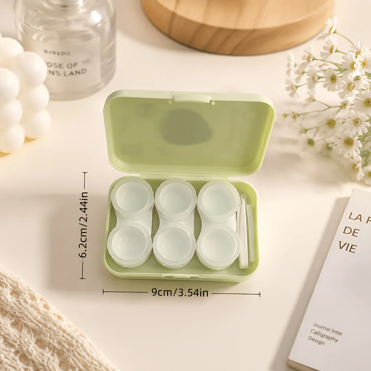 1Pc 3‑Compartment Glasses Case, Cute Fruit‑Pattern Portable Eyewear Storage Holder, Random Color