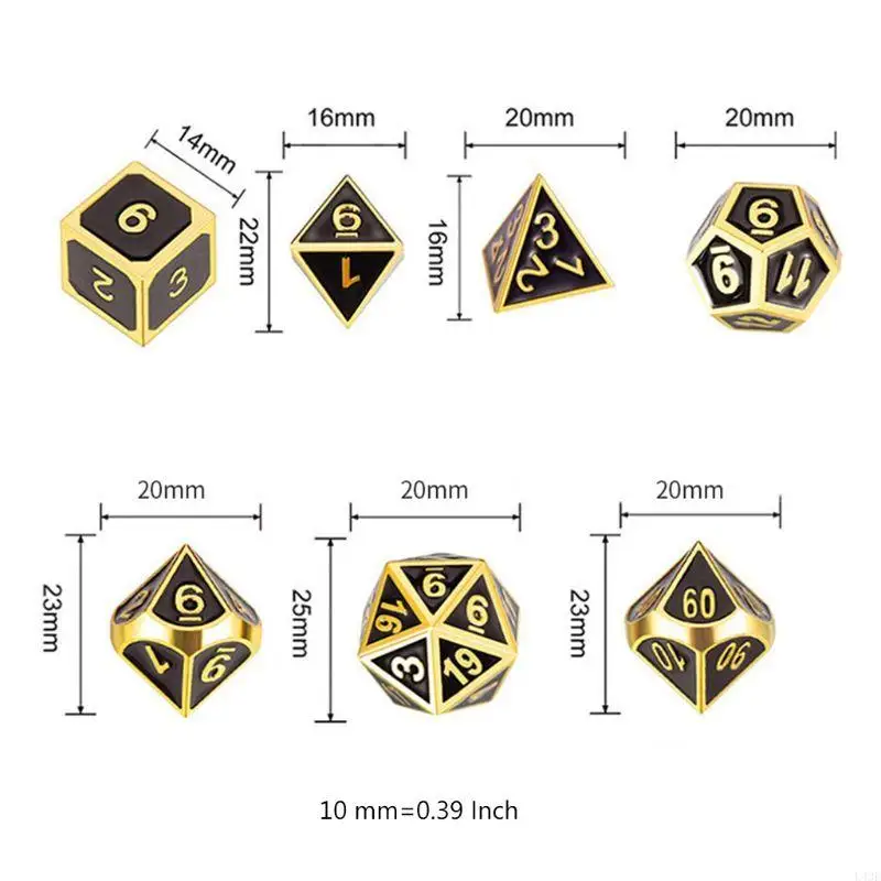 7 قطع زنبق زنك الزنك المعدني مجموعة polyhedral gear نمط الجدول لعبة الزهر سهلة القراءة الأرقام