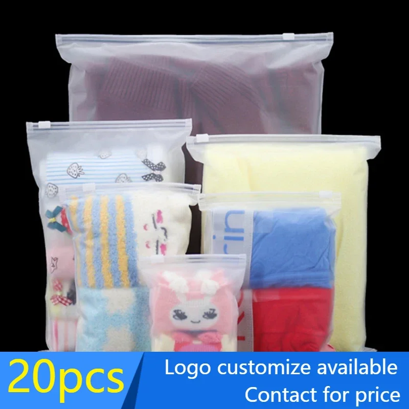 

20 pcs Cloth Packaging Zipper Bags Home Travel Underwear T-shirt Short Scarf Dress Storage Organizer Customize logo logo print