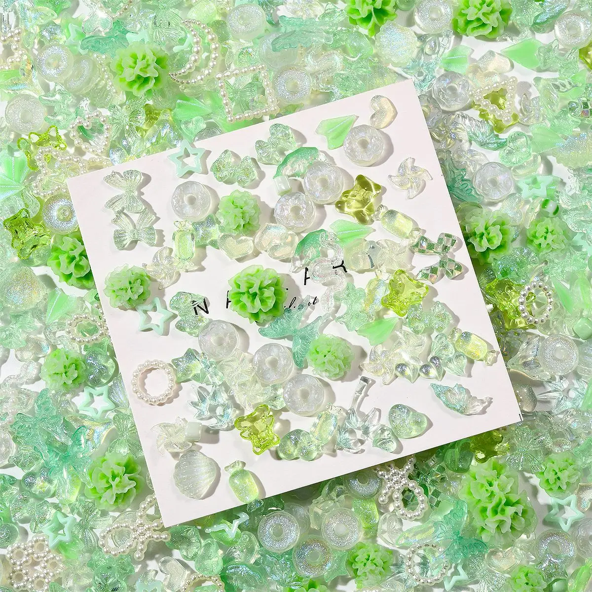 30PCS ตกแต่งเล็บฤดูร้อน - โบว์หลากสีสัน,ดอกไม้,หัวใจและเสน่ห์การ์ตูนสำหรับ DIY แต่งเล็บ,เล็บประกายน่ารัก