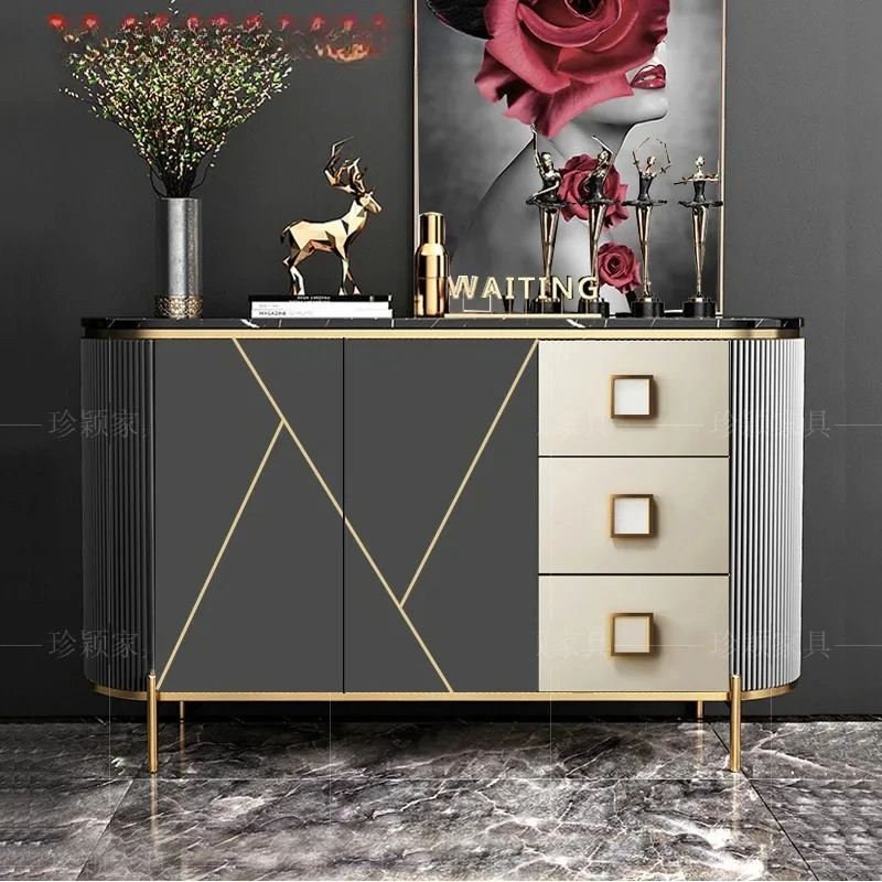 

Light luxury dining side modern simple household rock slab entrance entrance decorative cabinet