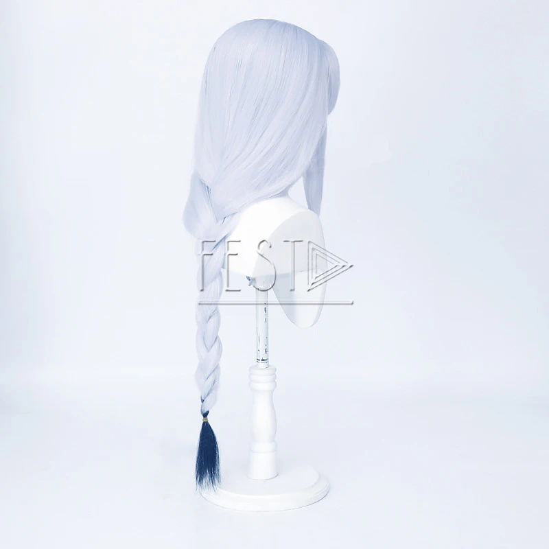 Game Genshin Impact Shen He Cosplay Long Wig Hairpin Earrings Hair Heat Resistant Synthetic Hair Free Wig Cap Props Accessories