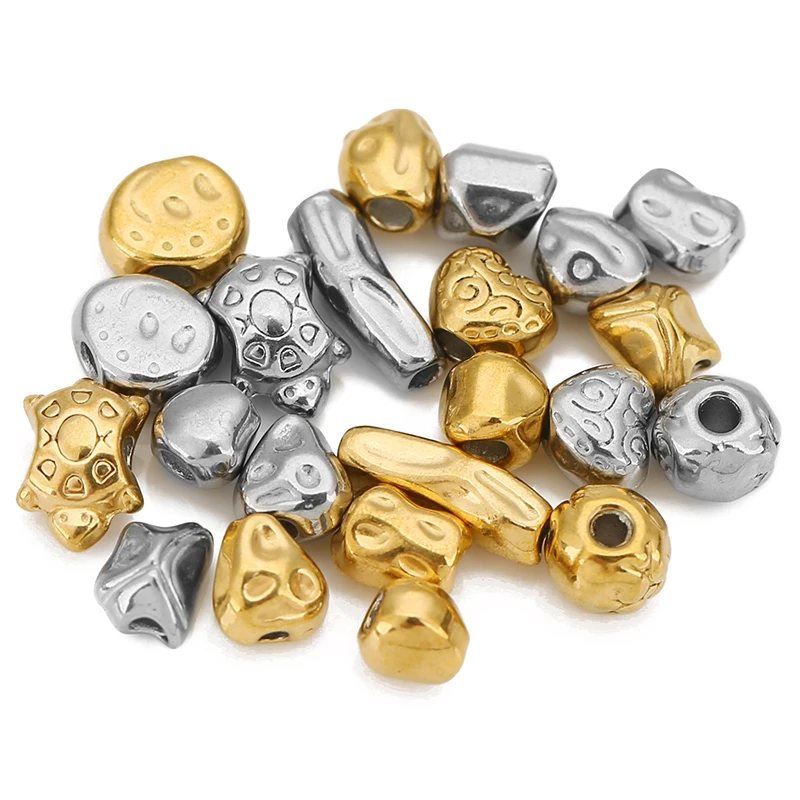 20pcs Stainless Steel Turtle Irregular Retro Baroque Spacer Beads for DIY Bracelet Necklace Jewelry Making Loose Bead Finding