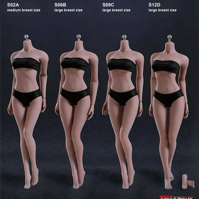 

TBL PH S02A S06B S09C S12D 1/6 Female Suntan Seamless Body 12'' Middle Large Breast Soldier Action Figure Body Flexible Doll