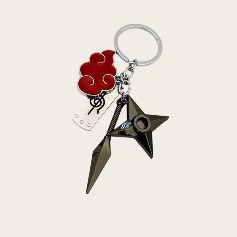 Cartoon Naruto Legierung Schlüsselanhänger Anime Niedliches Konoha Rebellion Kunai Shuriken Dreiteiliges Set Schlüsselanhänger Rucksack-Anhänger Geschenk Spielzeug – Detail 5
