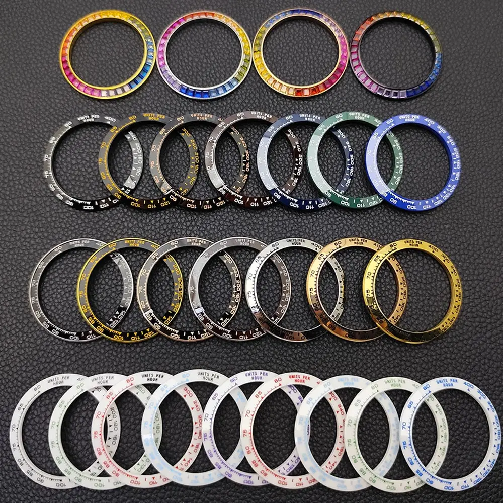 VK63 Polychrome Diamond Bezel Sloped Ceramic Watch Insert 39*30.9mm 39.3*31.45mm Watch Replacement Bezel Accessory
